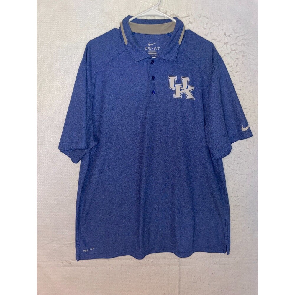 NIKE Dri-Fit Golf "UK" Kentucky Wildcats Logo Blue Golf Polo Shirt Men's Size XL